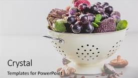  Presentation with food allergy - Audience pleasing slide set consisting of fresh organic purple fruits backdrop and a light gray colored foreground