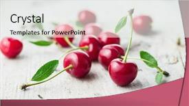  Presentation with cherry - PPT theme consisting of fresh organic sour cherry ripe background and a white colored foreground