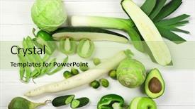  Presentation with fresh fruits vegetables - Presentation theme having fresh organic vegetables and fruits on wooden table close up background and a mint green colored foreground