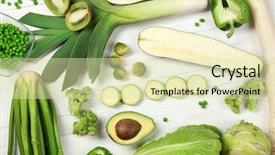  Presentation with organic - Theme consisting of fresh organic vegetables and fruits background and a soft green colored foreground