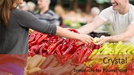  Presentation with free organic cosmetic - Presentation theme with fresh organic vegetables at street background and a red colored foreground