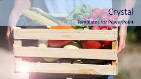  Presentation with organic - Theme enhanced with fresh organic vegetables in wooden background and a sky blue colored foreground