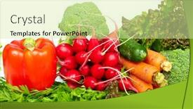  Presentation with organic - Slide set having fresh-organic-vegetables-isolated-white background and a soft green colored foreground