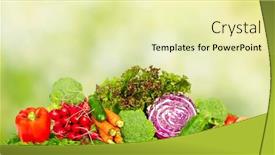  Presentation with organic - Colorful slide set enhanced with fresh-organic-vegetables-over-green backdrop and a soft green colored foreground