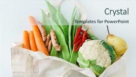  Presentation with organic waste - PPT theme enhanced with fresh organic vegetables background and a  colored foreground
