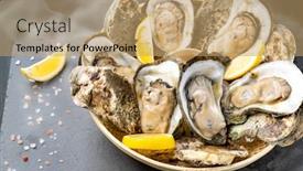  Presentation with oyster - Slides enhanced with fresh-oyster-serve-with-lemon background and a coral colored foreground