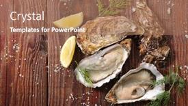  Presentation with oyster - Slides enhanced with fresh-oyster-with-lemon background and a coral colored foreground