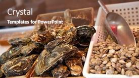  Presentation with shells - Slide deck featuring fresh-oysters-and-shells-sale background and a tawny brown colored foreground