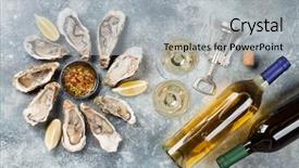  Presentation with fresh ginger root on white - Amazing slide deck having fresh oysters and white wine backdrop and a light gray colored foreground
