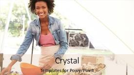  Presentation with food market - Cool new slide set with fresh oysters at farmers food backdrop and a lemonade colored foreground