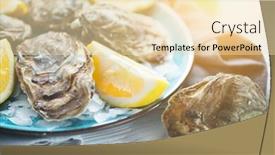  Presentation with dinner blue - Beautiful presentation theme featuring fresh-oysters-close-up backdrop and a lemonade colored foreground