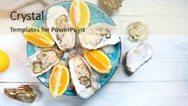  Presentation with food ice - Audience pleasing slides consisting of fresh oysters close-up backdrop and a lemonade colored foreground