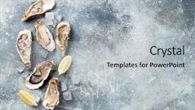  Presentation with oyster - PPT theme with fresh oysters on stone table background and a light gray colored foreground