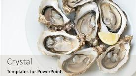  Presentation with oyster mushrooms fresh mushrooms - Slide set consisting of fresh-oysters-raw-fresh-oysters background and a mint green colored foreground