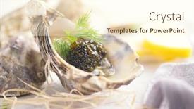  Presentation with sturgeon - Colorful PPT theme enhanced with fresh oysters with black caviar opened oysters with black sturgeon caviar and lemon gourmet food in restaurant delicatessen dish close-up backdrop and a cream colored foreground