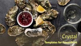  Presentation with sparkling wine - Theme with fresh-oysters-with-glasses background and a tawny brown colored foreground
