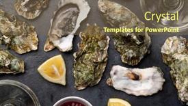  Presentation with sparkling wine - Slide deck featuring fresh-oysters-with-glasses background and a violet colored foreground