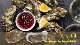  Presentation with sparkling wine - Presentation design consisting of fresh-oysters-with-glasses background and a  colored foreground