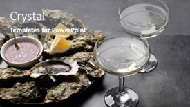  Presentation with sparkling wine - PPT layouts consisting of fresh-oysters-with-glasses background and a gray colored foreground