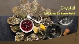  Presentation with sparkling wine - Presentation theme having fresh-oysters-with-glasses background and a coral colored foreground