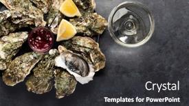 Presentation with sparkling wine - Theme with fresh-oysters-with-glasses background and a dark gray colored foreground