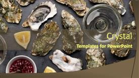  Presentation with sparkling wine - PPT theme consisting of fresh-oysters-with-glasses background and a tawny brown colored foreground