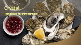  Presentation with sparkling wine - Slide deck with fresh-oysters-with-glasses background and a tawny brown colored foreground