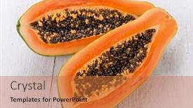  Presentation with fresh papaya - PPT theme having fresh-papaya-cut-in-half background and a red colored foreground