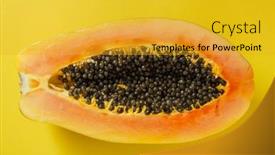  Presentation with fresh papaya - PPT theme enhanced with fresh-papaya-on-bright-background background and a gold colored foreground