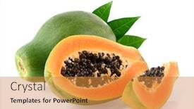  Presentation with papaya - Beautiful theme featuring fresh-papaya-with-slice backdrop and a gold colored foreground