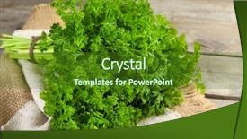  Presentation with napkin - PPT layouts having fresh parsley on sackcloth napkin background and a forest green colored foreground