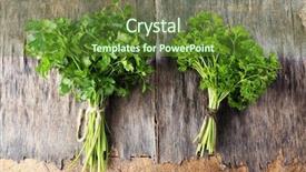  Presentation with wooden - Presentation design with fresh-parsley-on-wooden-background background and a tawny brown colored foreground