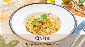  Presentation with pasta restaurant - Slide set enhanced with fresh-pasta-in-the-italian background and a coral colored foreground