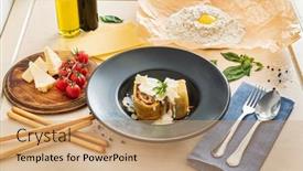  Presentation with pasta restaurant - PPT layouts with fresh-pasta-in-the-italian background and a coral colored foreground