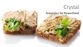  Presentation with fresh bread subway food - Theme featuring fresh pate on bread isolated background and a white colored foreground