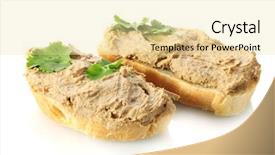  Presentation with bread - Cool new slide deck with fresh pate on bread isolated on white backdrop and a blonde colored foreground