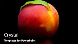  Presentation with green leaf - Cool new presentation theme with fresh-peach-isolated-organic-nectarine backdrop and a black colored foreground