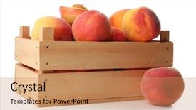  Presentation with wooden - Theme enhanced with fresh peaches in wooden crate background and a coral colored foreground