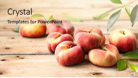  Presentation with vineyard - Amazing PPT theme having fresh peaches with leaves backdrop and a lemonade colored foreground