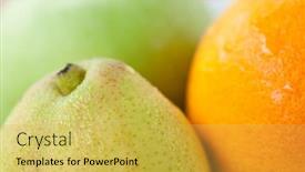  Presentation with apple pear - Presentation having fresh pear orange and a green apple background and a yellow colored foreground