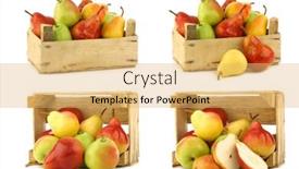  Presentation with wooden - Beautiful slide set featuring fresh-pears-and-apples backdrop and a yellow colored foreground