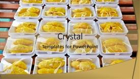  Presentation with durian - Audience pleasing PPT layouts consisting of fresh peeled durian backdrop and a yellow colored foreground