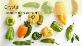  Presentation with peppers - Theme with fresh-peppers-on-white-background background and a blonde colored foreground