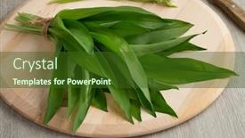  Presentation with cutting board - PPT theme enhanced with fresh-picked-bunch-of-ramsons background and a tawny brown colored foreground