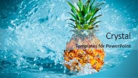  Presentation with fresh water - Cool new theme with fresh pineapple in water splashes backdrop and a light blue colored foreground