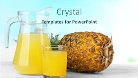  Presentation with pineapple - Audience pleasing PPT theme consisting of fresh pineapple juice in glass and pitcher on blue background backdrop and a cool aqua colored foreground