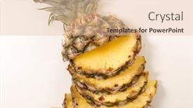 Presentation with top view of appetizing fresh - PPT theme with fresh-pineapple-slices-top-view background and a lemonade colored foreground