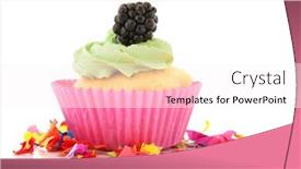  Presentation with blackberry - Slide deck consisting of fresh pink and green cupcake with butter cream and blackberry background and a white colored foreground