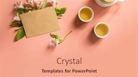  Presentation with high tea - Slide set consisting of fresh-pink-flowers background and a coral colored foreground