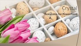  Presentation with tulip - PPT theme with fresh-pink-tulip-flowers-bouquet background and a lemonade colored foreground